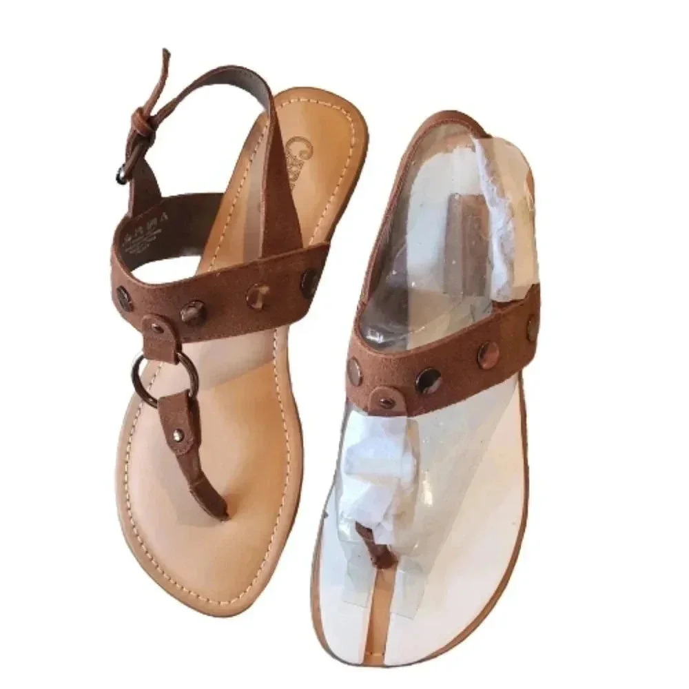 NWT The Carlos by Carlos Santana Talley brown sling back sandals Size 6.5
